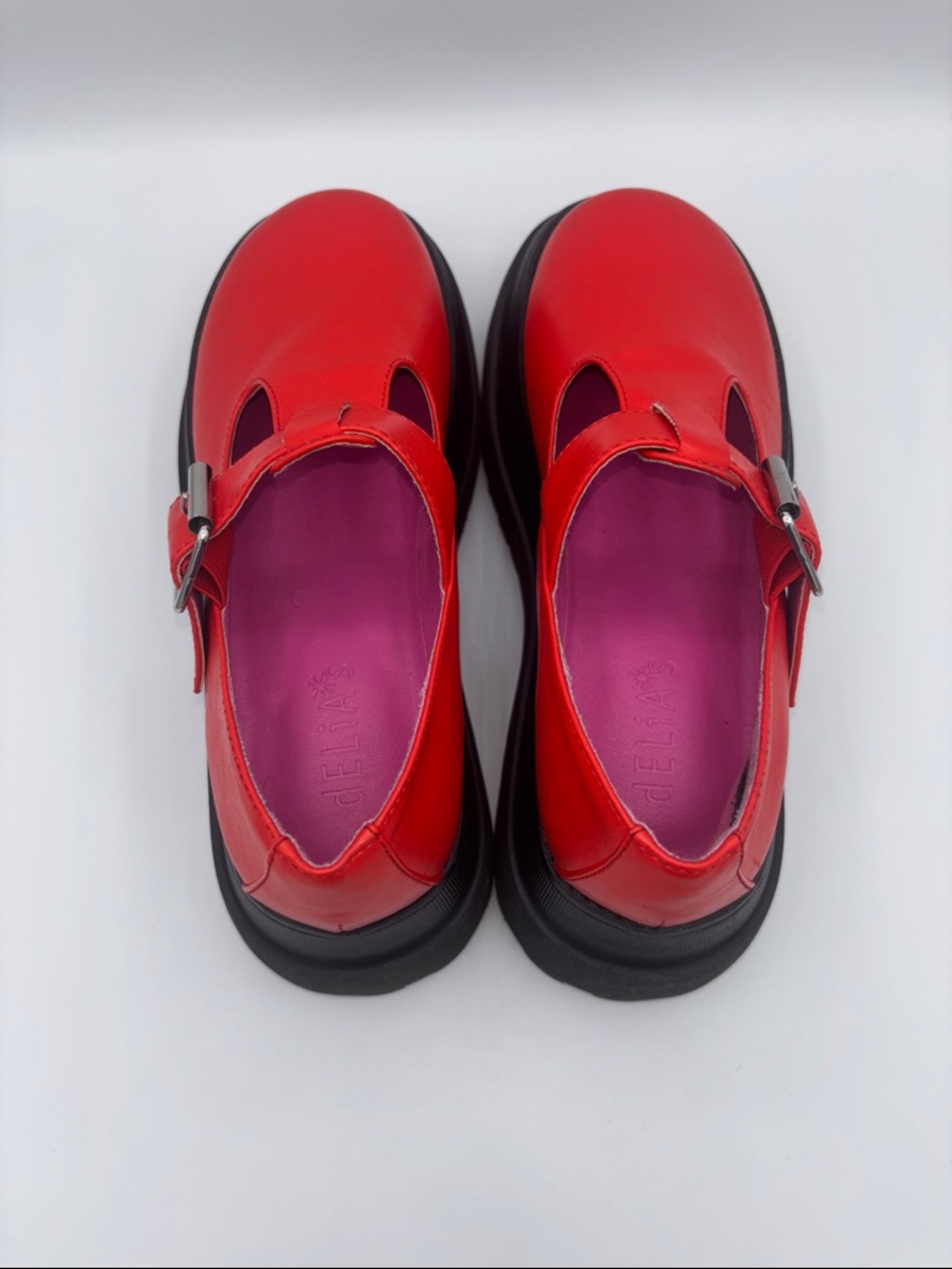 dELiA*s by Dolls Kill Red Platform Mary Jane with Black Lug Sole - Picture 7 of 16